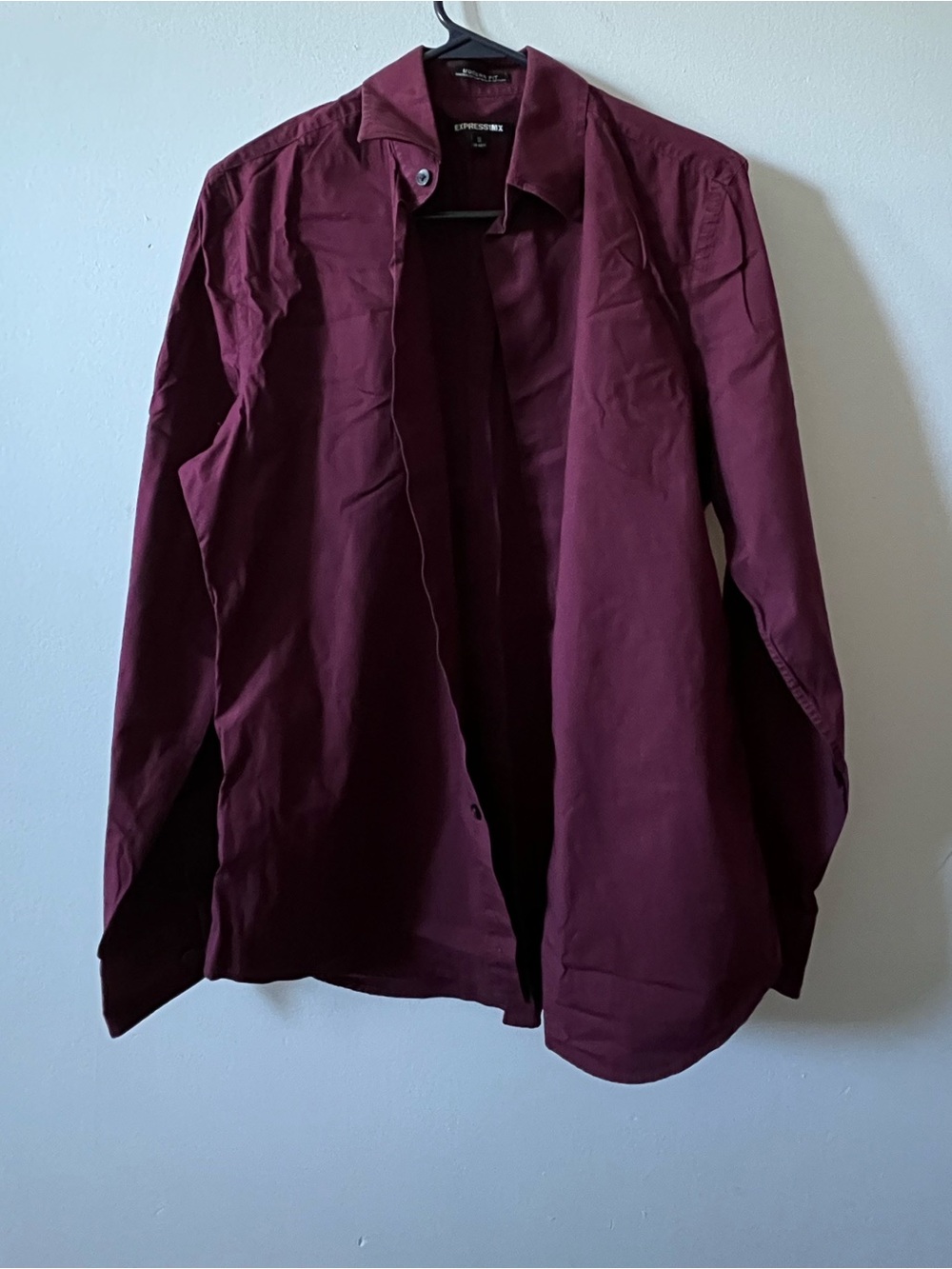 Express Men's Modern Casual Button-Up Shirt - Burgundy